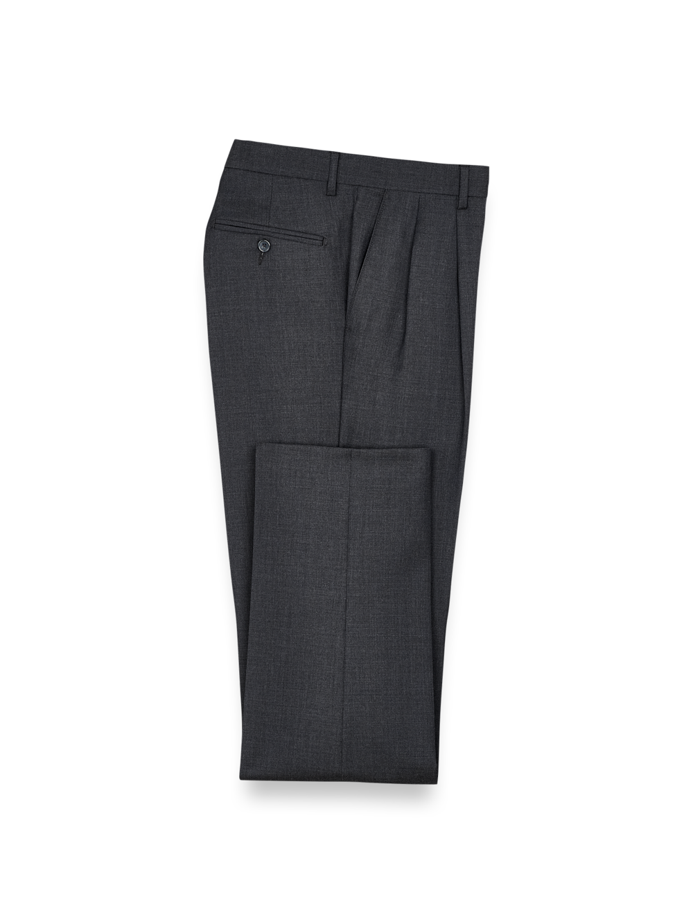 Product Image of Wool Gabardine Pants-Charcoal#model_pleated front