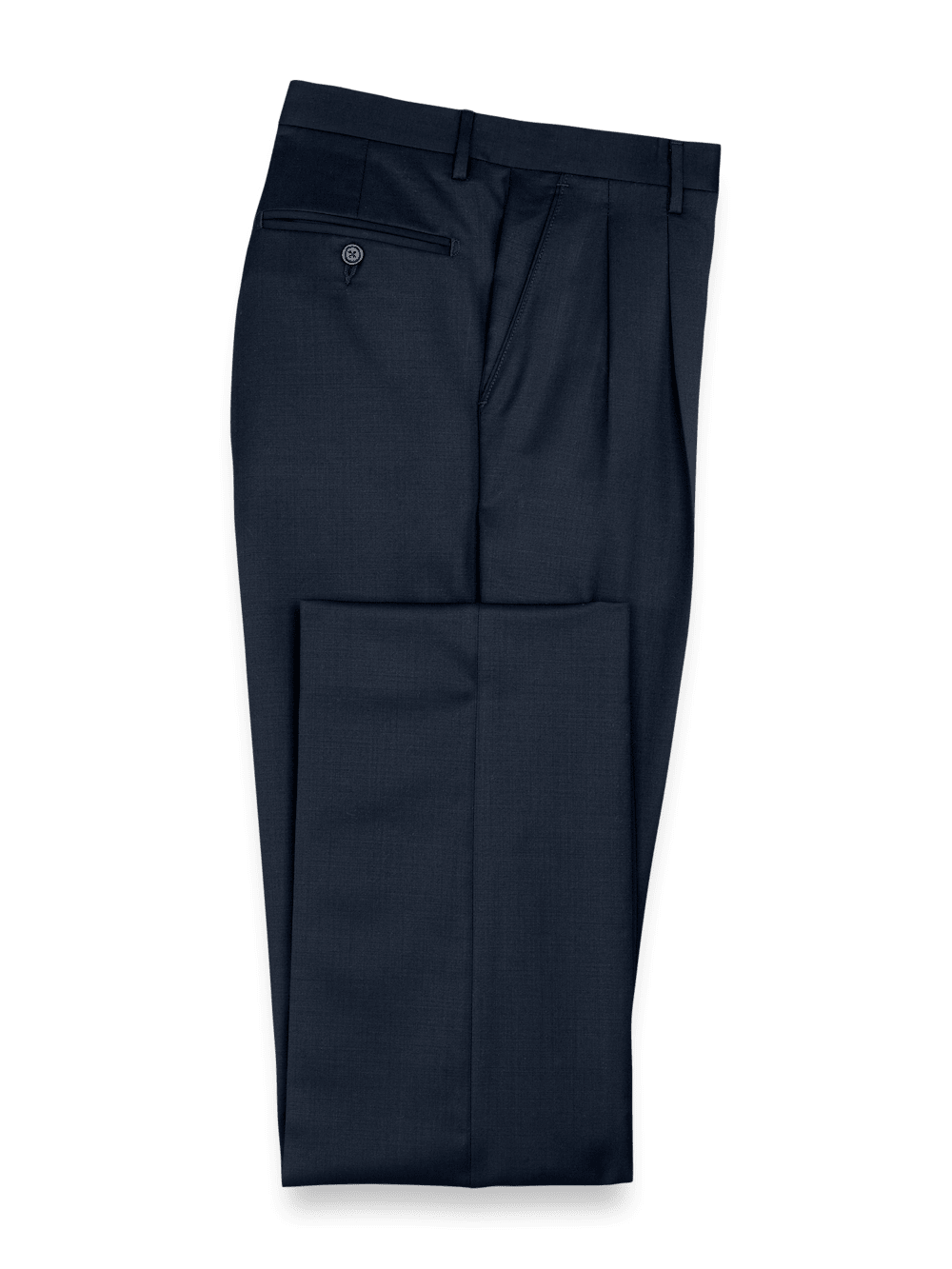 Product Image of Wool Gabardine Pants-Dark Navy#model_pleated front