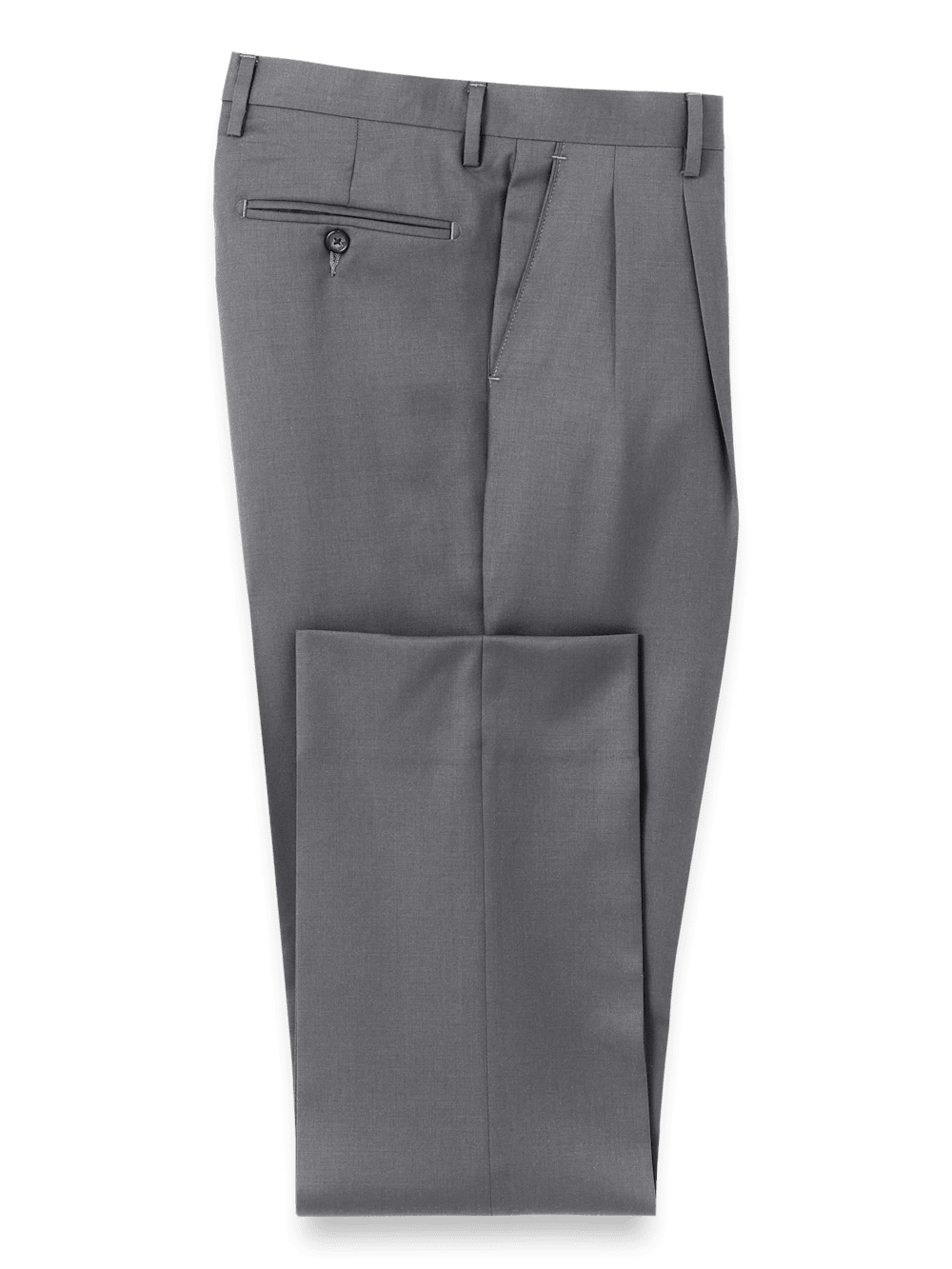 Product Image of Wool Gabardine Pants-Medium Grey#model_pleated front