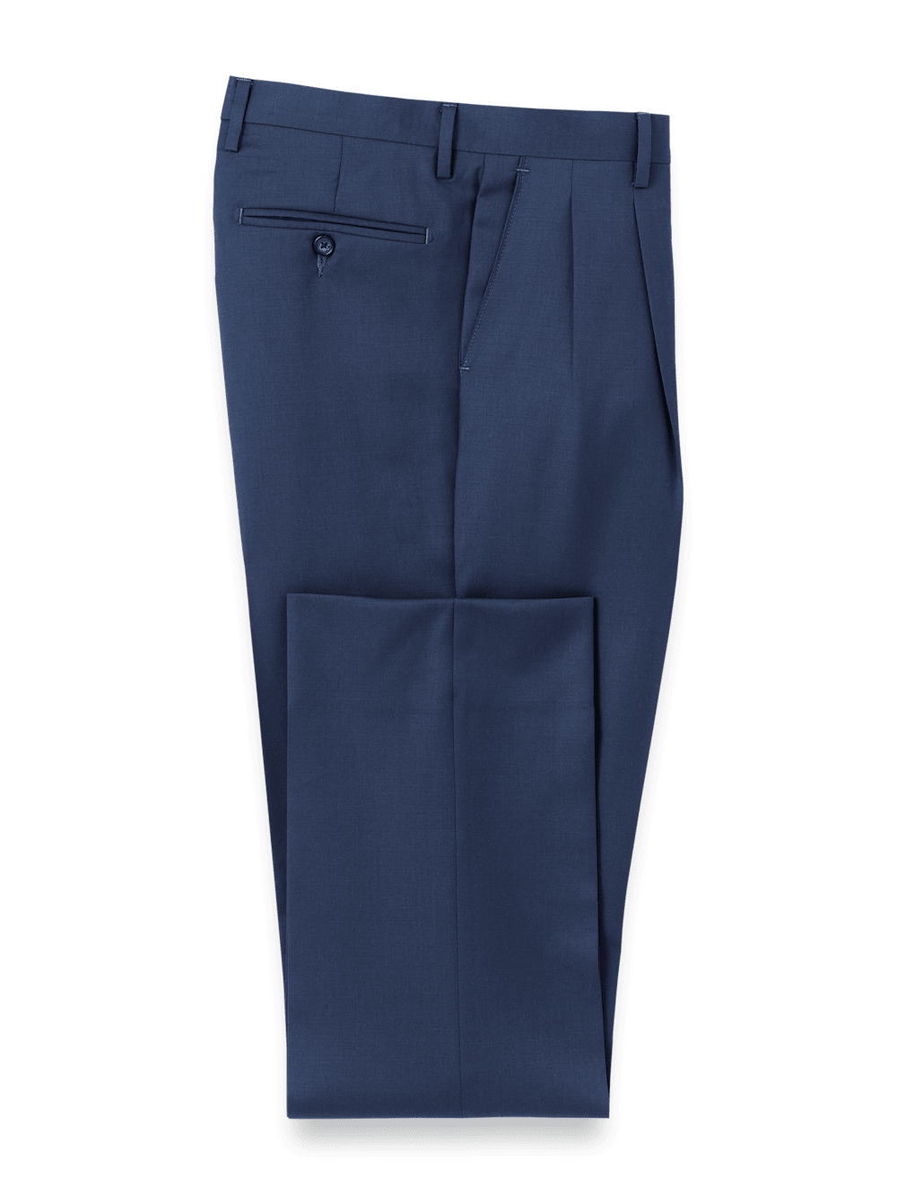 Product Image of Wool Gabardine Pants-Bright Navy#model_pleated front
