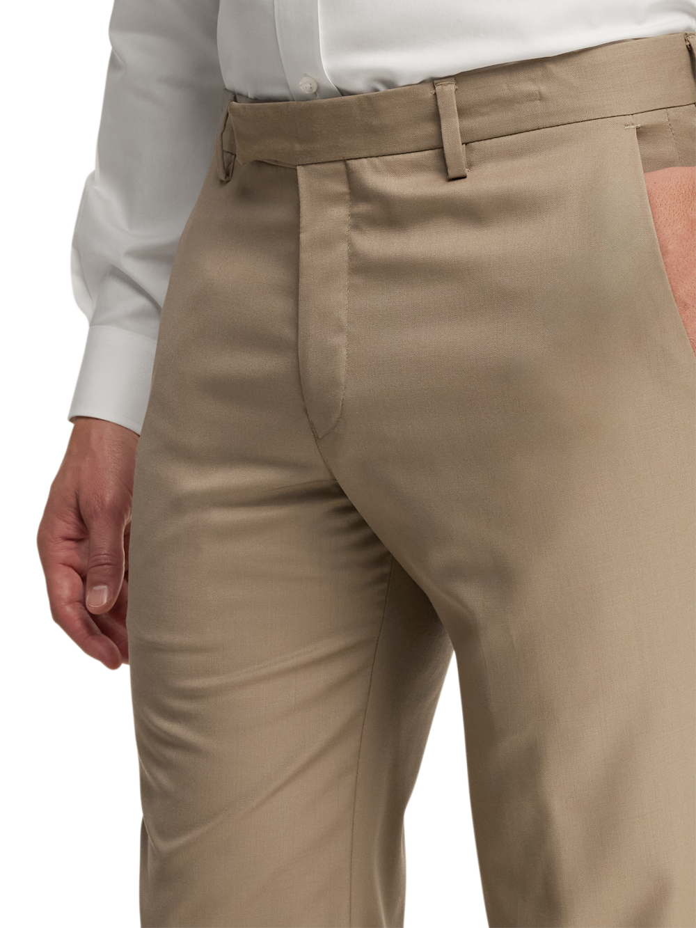Alternate Shot of Men's Tan Solid Bottoms  - 6#["PA4010L", "model_flat front"]