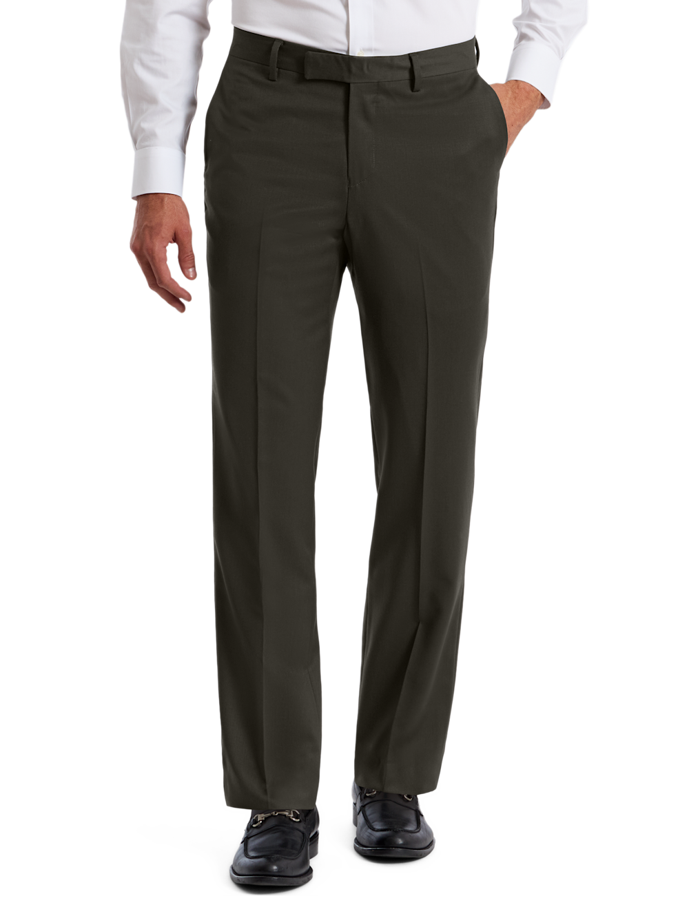 Alternate Shot of Men's Olive Solid Bottoms  - 5#["PA4010L", "model_flat front"]