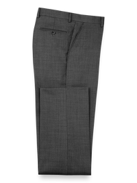 Sharkskin Flat Front Pants - Charcoal