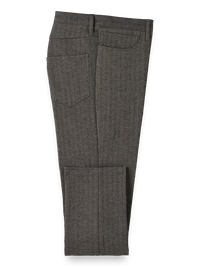 Cotton Herringbone Five Pocket Pants - Black/tan