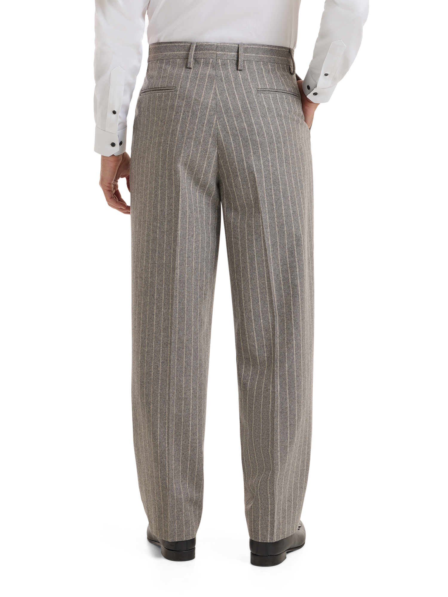 Stripe Single Pleat Wide Leg Trouser - Grey