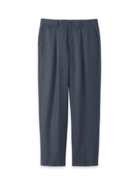 Plaid Single Pleat Wide Leg Pant - Navy