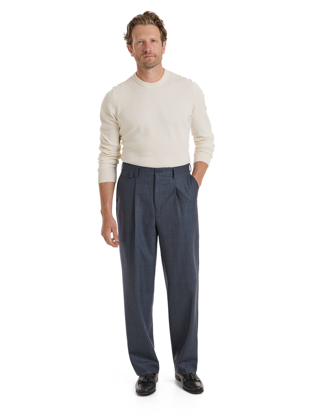 Alternate Shot of Men's Navy Plaid Bottoms 
