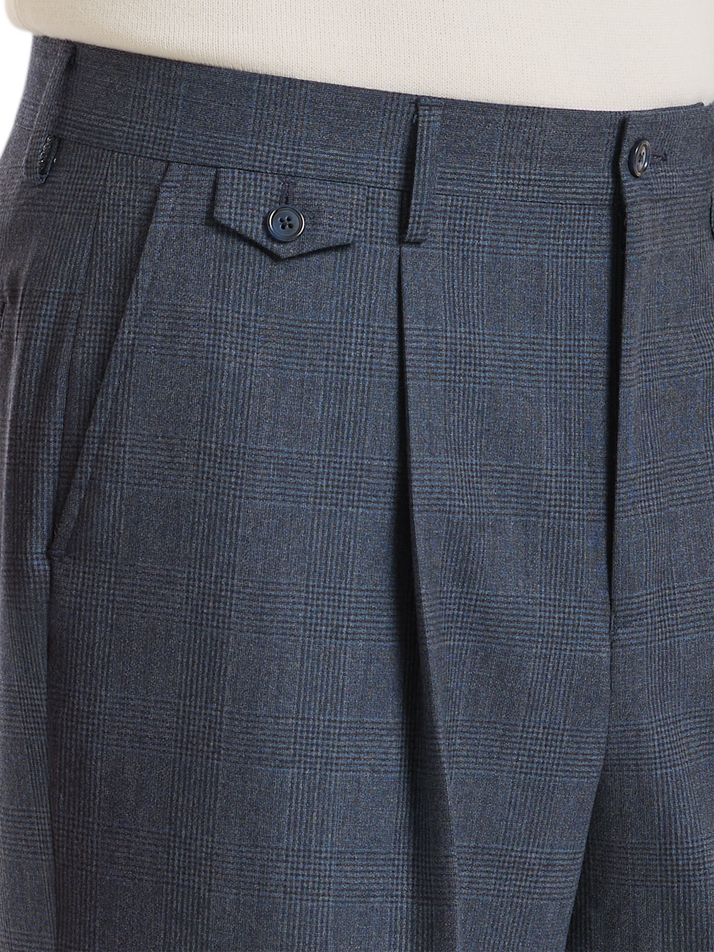 Alternate Shot of Men's Navy Plaid Bottoms  - 4