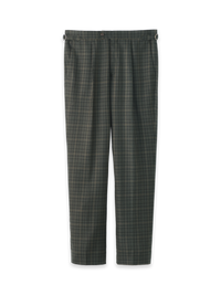 Wool Plaid Single Pleat Side Tab Pant - Green