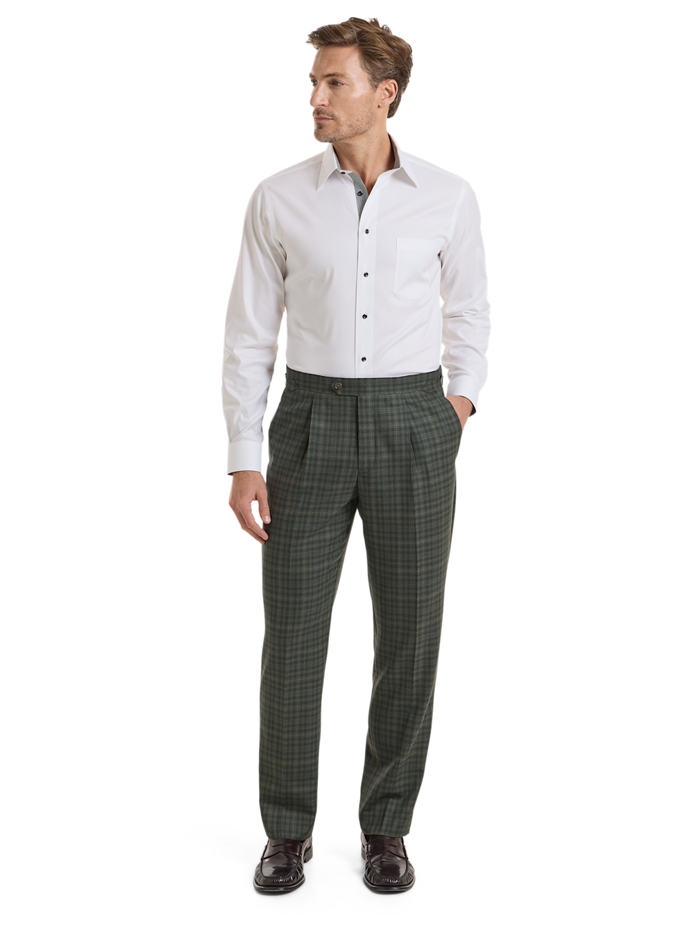 Alternate Shot of Men's Green Plaid Bottoms 