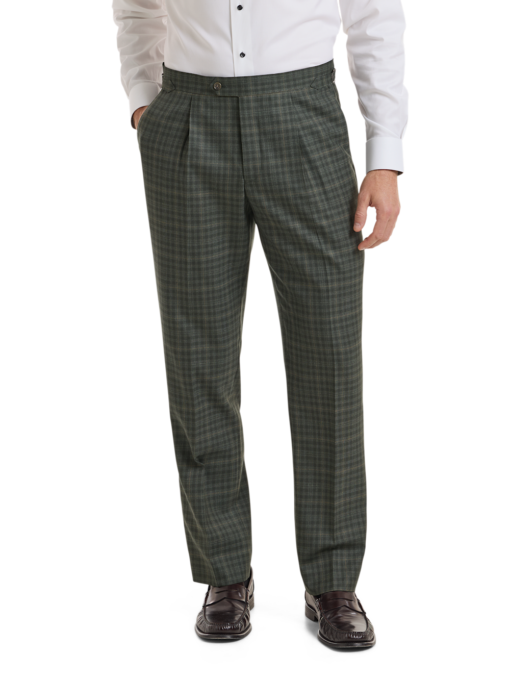 Alternate Shot of Men's Green Plaid Bottoms  - 2