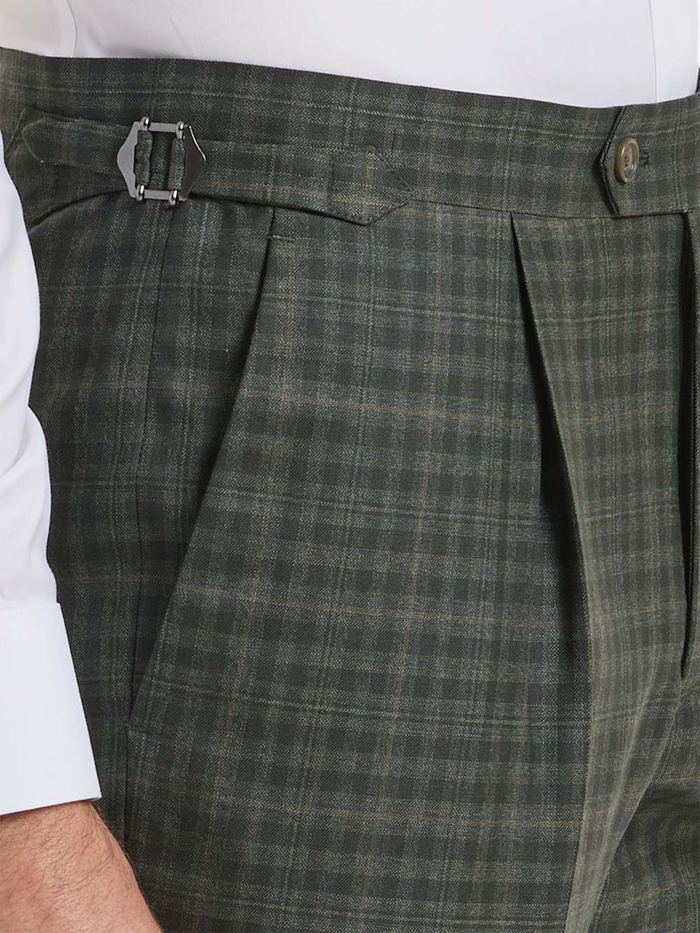 Alternate Shot of Men's Green Plaid Bottoms  - 4