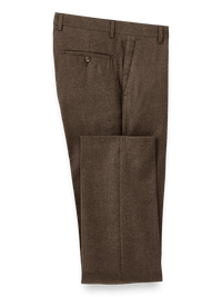 Wool Flannel Flat Front Pant - Brown
