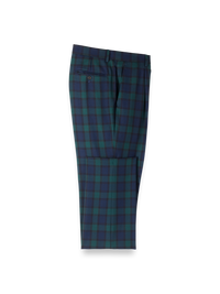 Wool Blend Blackwatch Single Pleated Pant - Green/navy