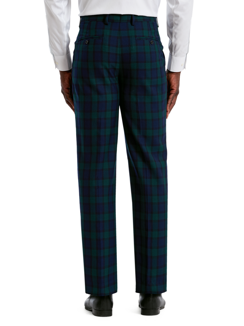 Alternate Shot of Men's Green/Navy Plaid Bottoms  - 2