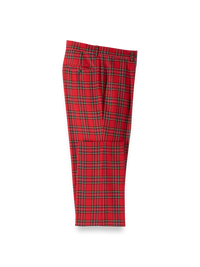 Wool Blend Tartan Single Pleated Pant - Red Multi