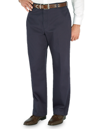 Non-Iron Cotton Chino Flat Front Pants - Navy