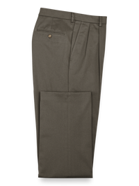 Impeccable Cotton Chino Pleated Pants - Slate Brown