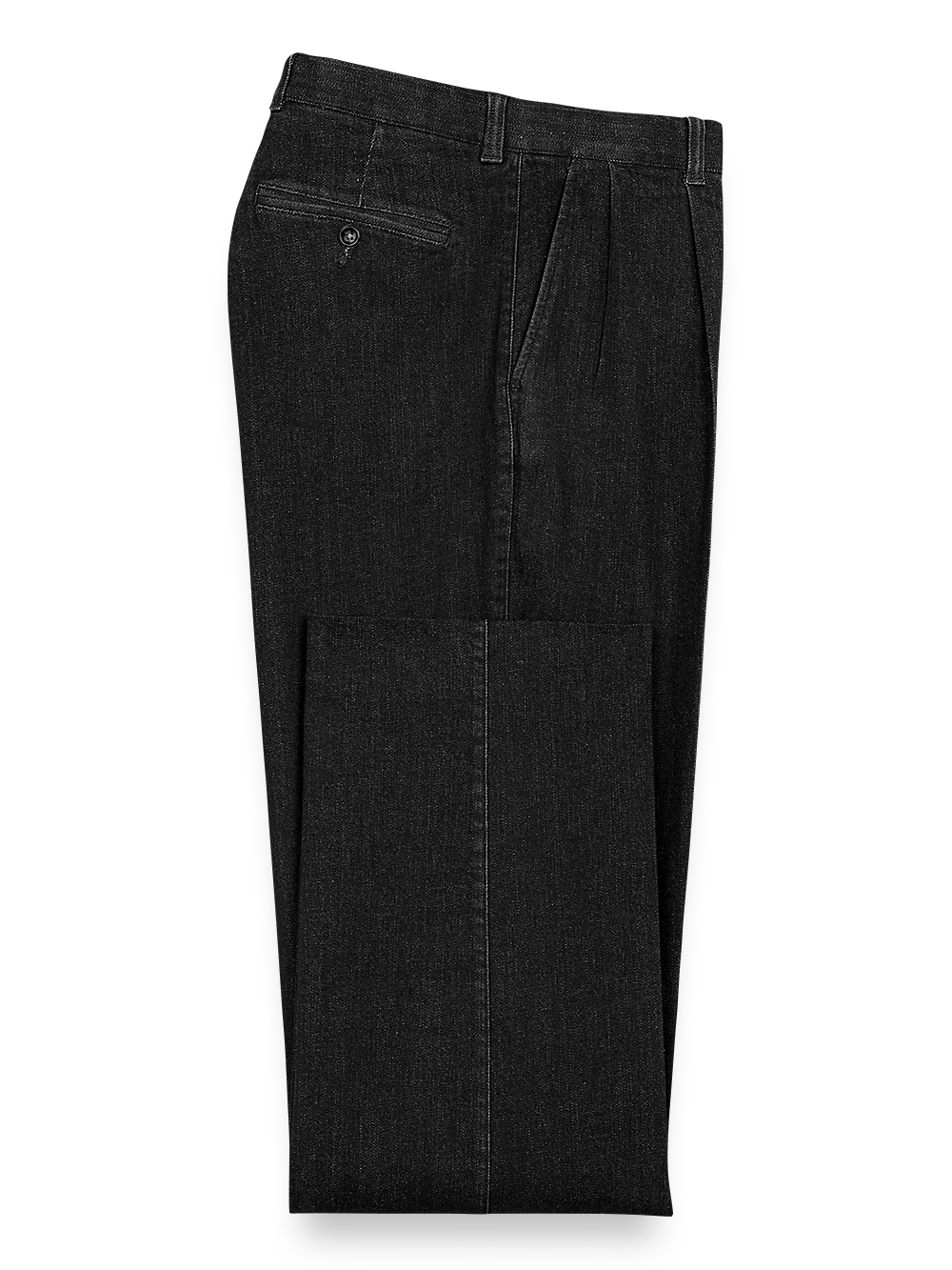 Product Image of Pleated Denim Pants-Black#model_pleated front
