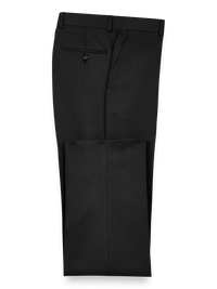 Solid Microfiber Flat Front Pants - Black