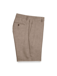 Linen Flat Front Shorts - Khaki