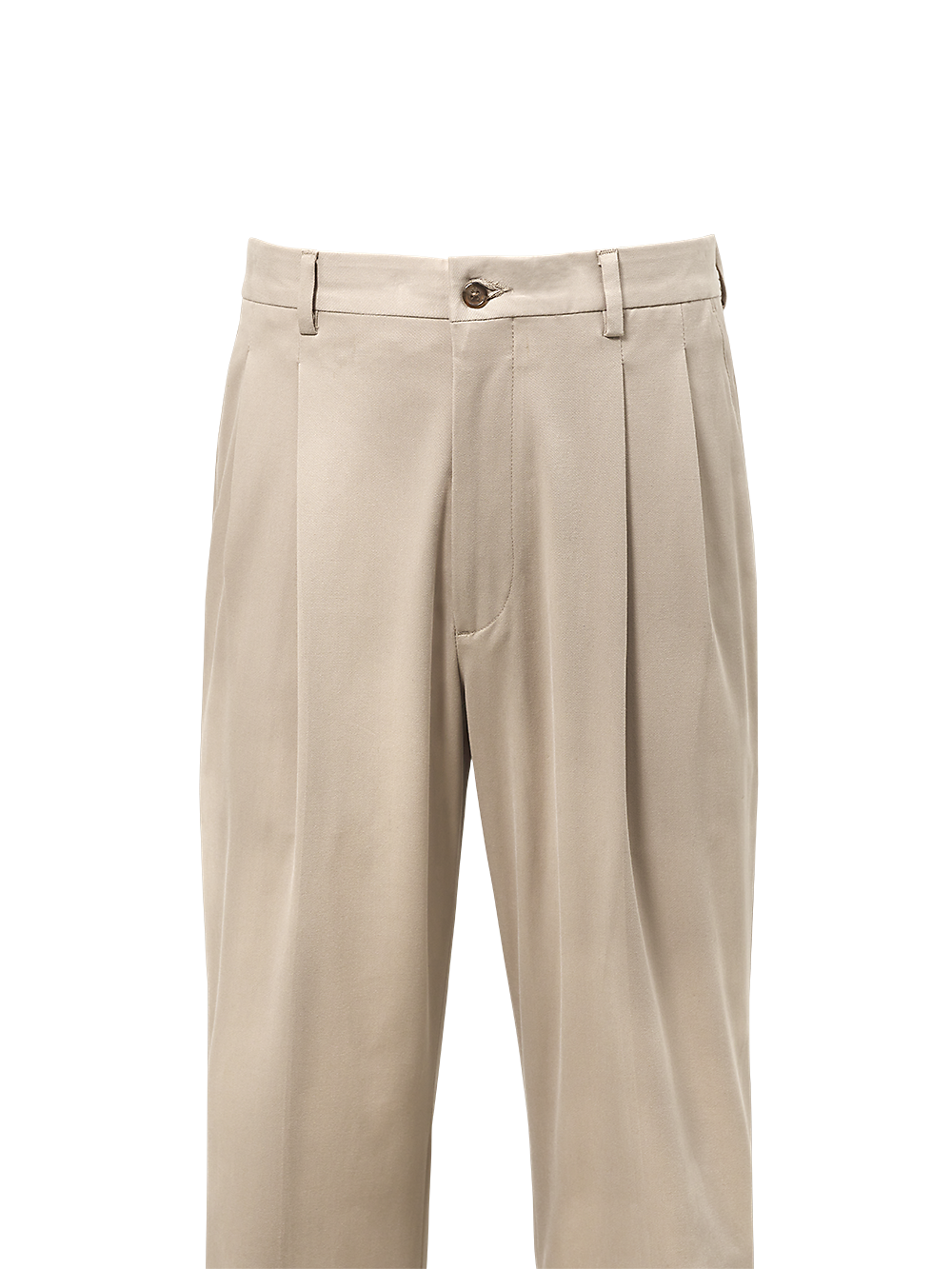 Classic Fit Cotton Stretch Twill Pleated Pants - Khaki Paul Fredrick Classic Fit Cotton Stretch Twill Pleated Pants - Khaki Paul Fredrick