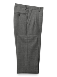 Wool Sharkskin Pleated Pants - Charcoal