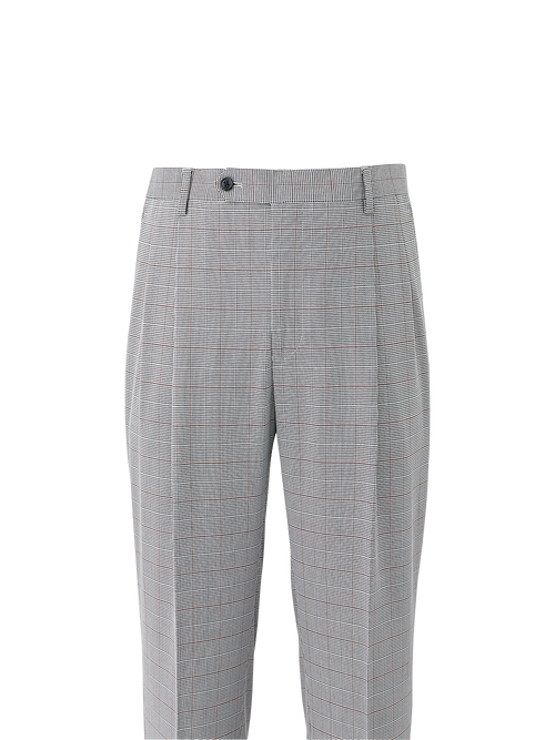 Microfiber Houndstooth Pleated Pants - Black/white