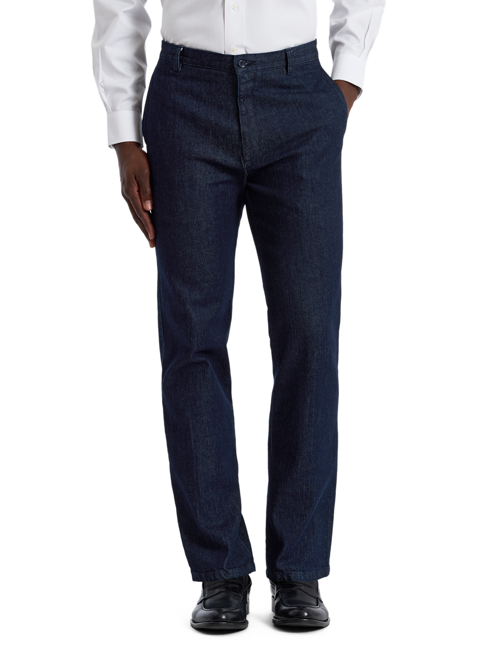 Alternate Shot of Men's Dark Blue Solid Bottoms  - 3#["PMS501N", "model_flat front"]
