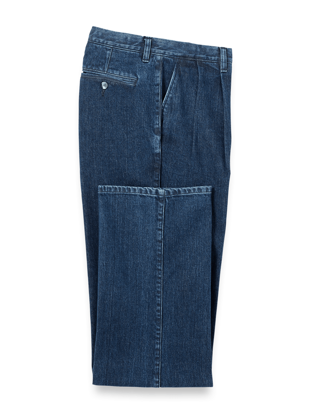 Product Image of Denim Pants-Blue#model_pleated front