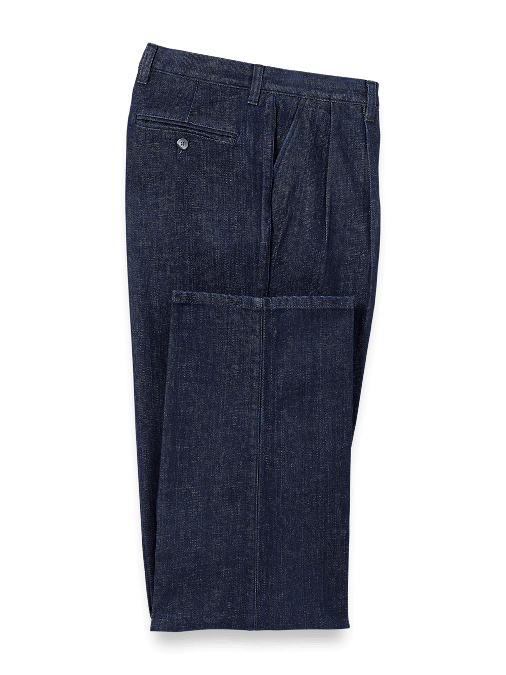 Product Image of Denim Pants-Dark Blue#model_pleated front