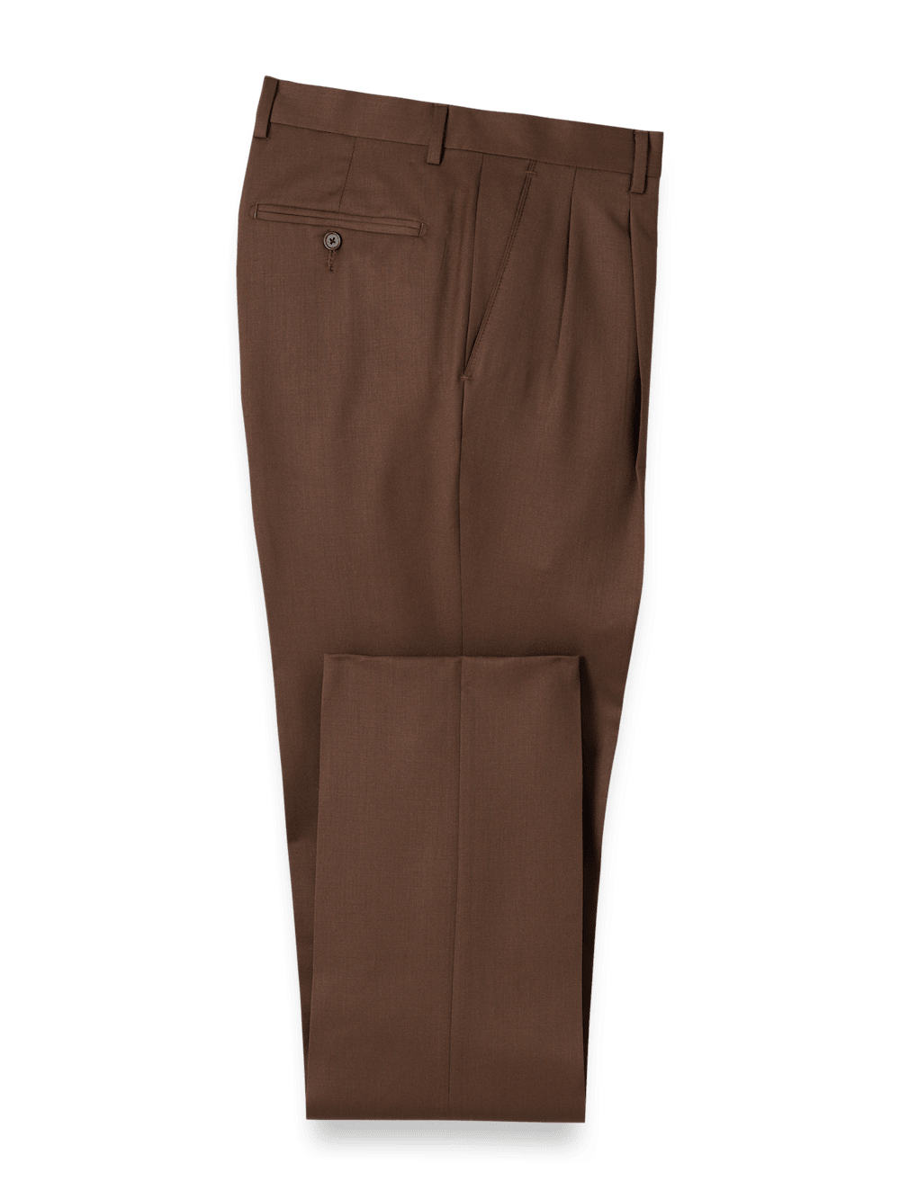 Product Image of Wool Gabardine Pants-Brown#model_pleated front