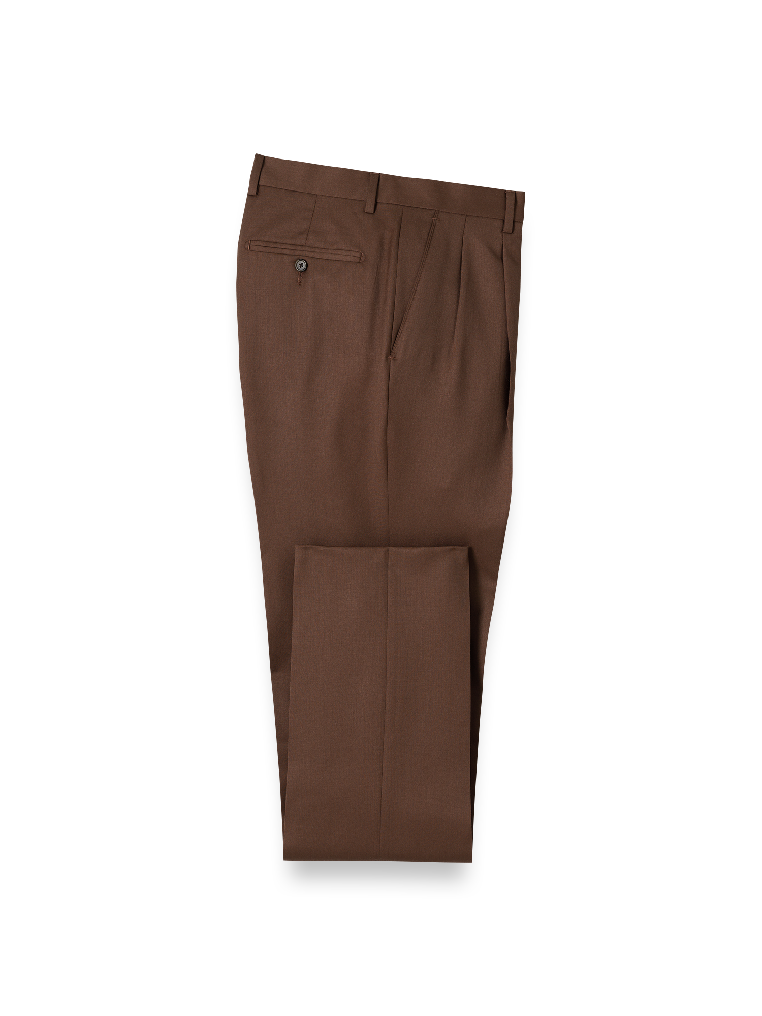 Product Image of Wool Gabardine Pants-Brown#model_pleated front