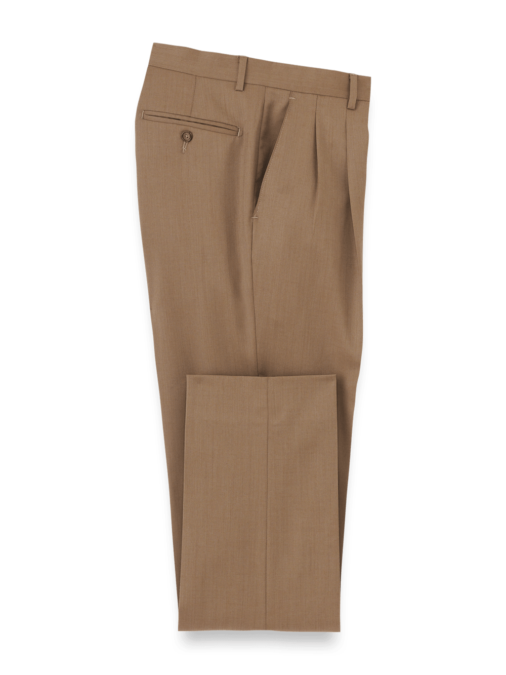 Product Image of Wool Gabardine Pants-Light Brown#model_pleated front