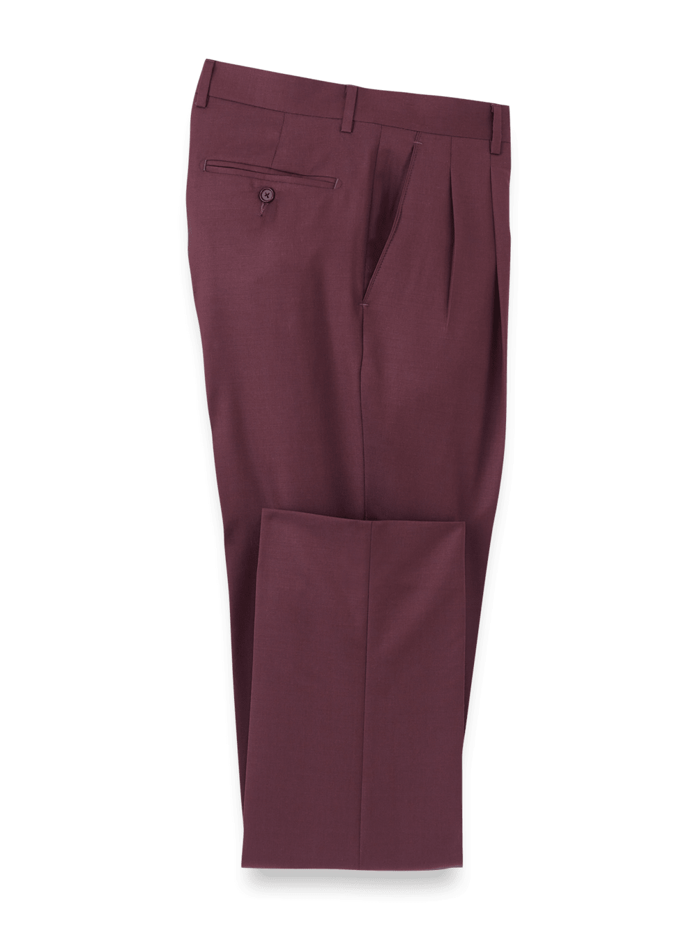 Product Image of Wool Gabardine Pants-Burgundy#model_pleated front