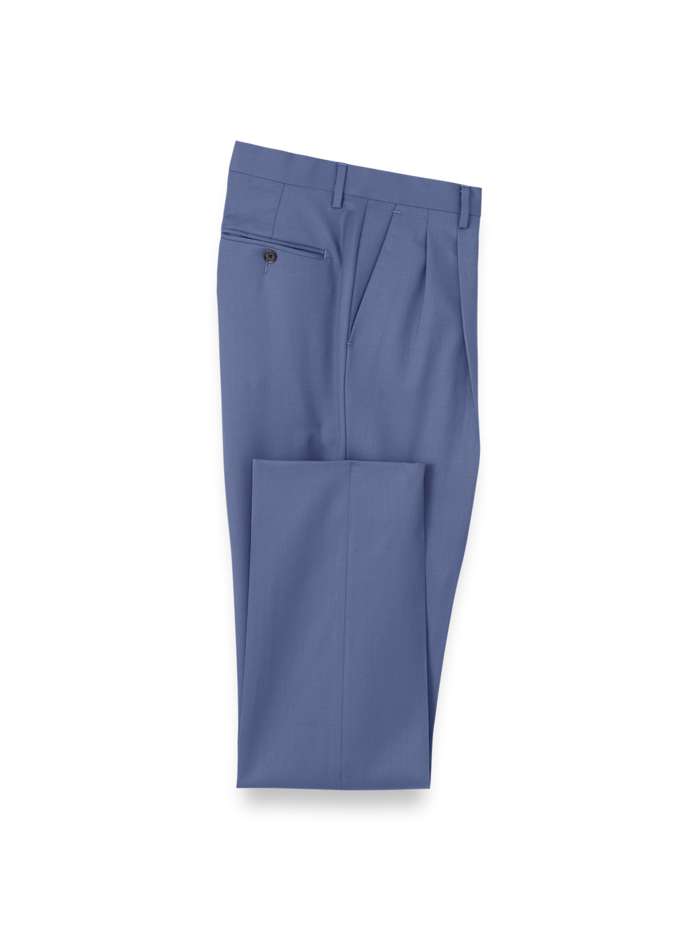 Product Image of Wool Gabardine Pants-Postal Blue#model_pleated front