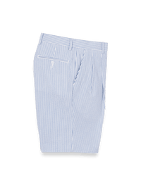 Cotton Seersucker Shorts - Blue Stripe