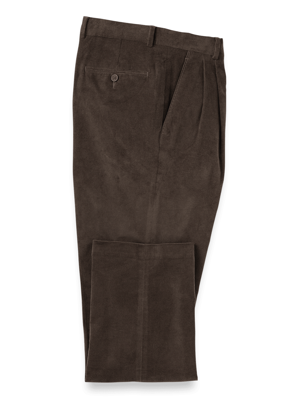 Product Image of Cotton Stretch Corduroy Pants-Dark Brown#model_pleated front