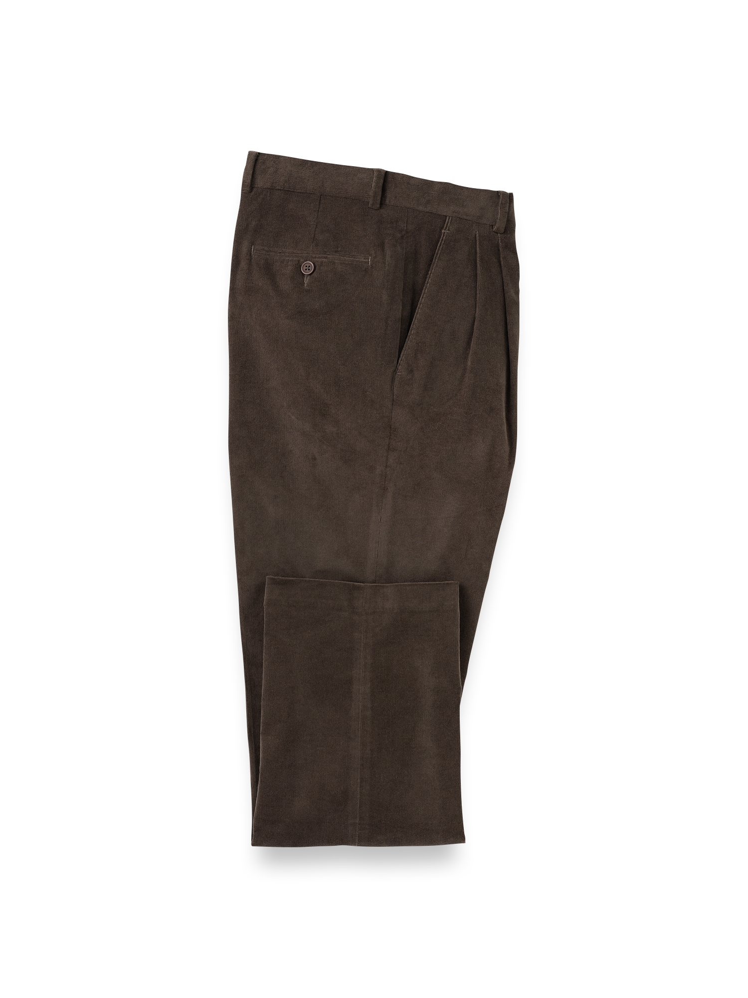 Product Image of Cotton Stretch Corduroy Pants-Dark Brown#model_pleated front