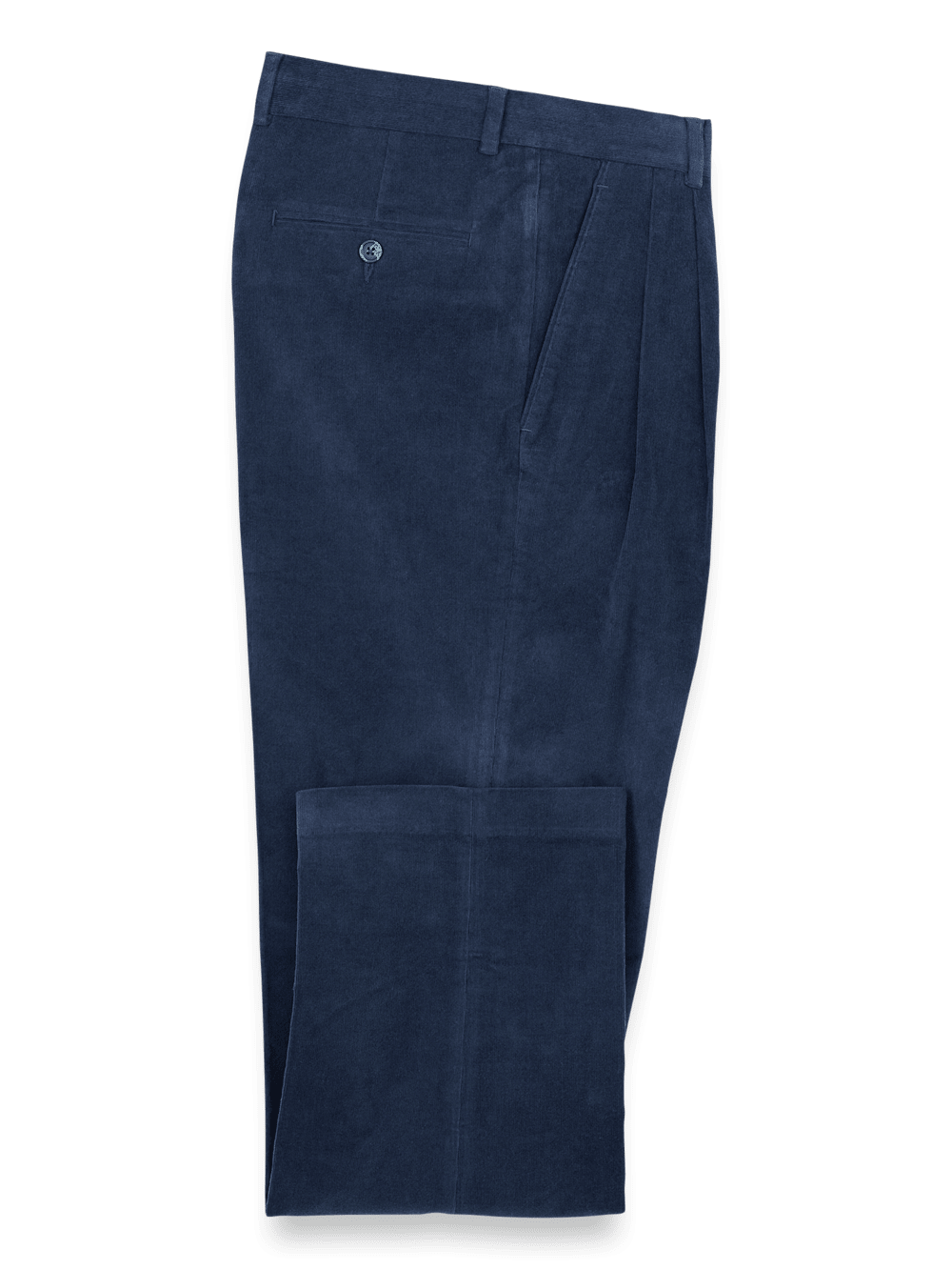 Product Image of Cotton Stretch Corduroy Pants-Blue#model_pleated front