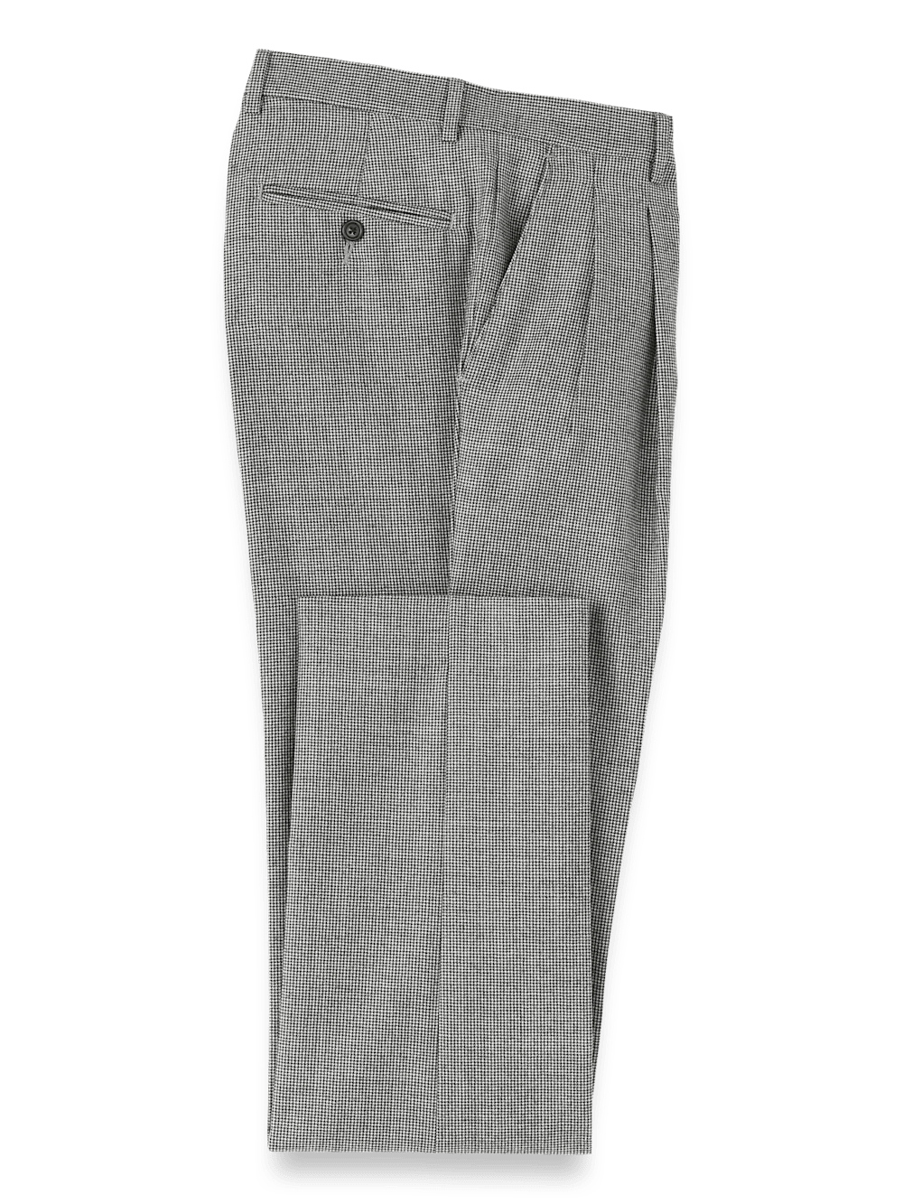 Product Image of Wool Flannel Houndstooth Pants-Black#model_pleated front