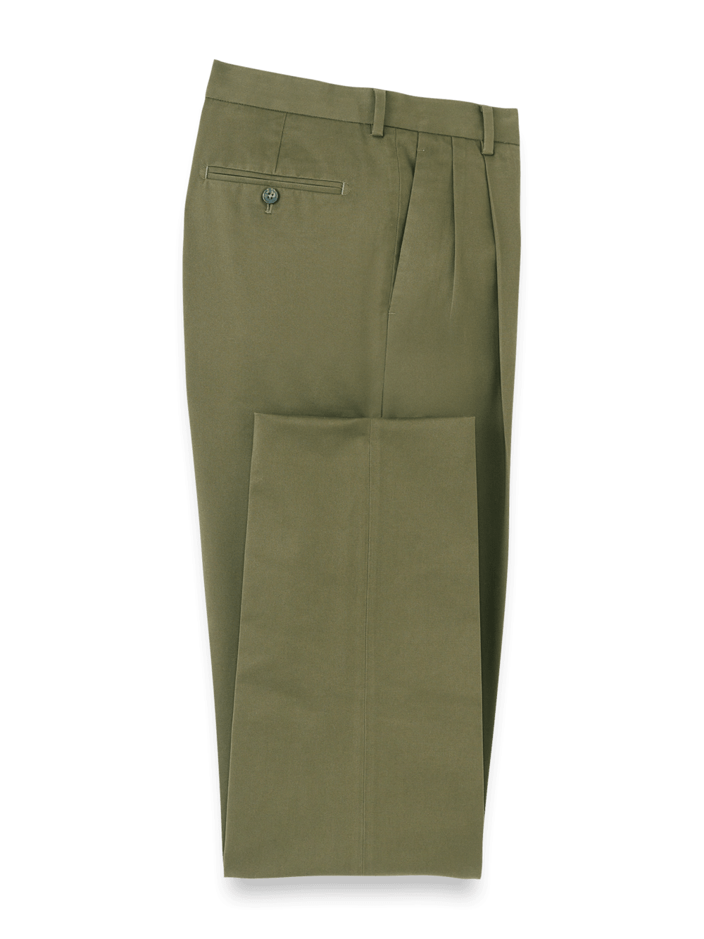 Product Image of Non-iron Cotton Stretch Twill Pant-Olive#model_pleated front