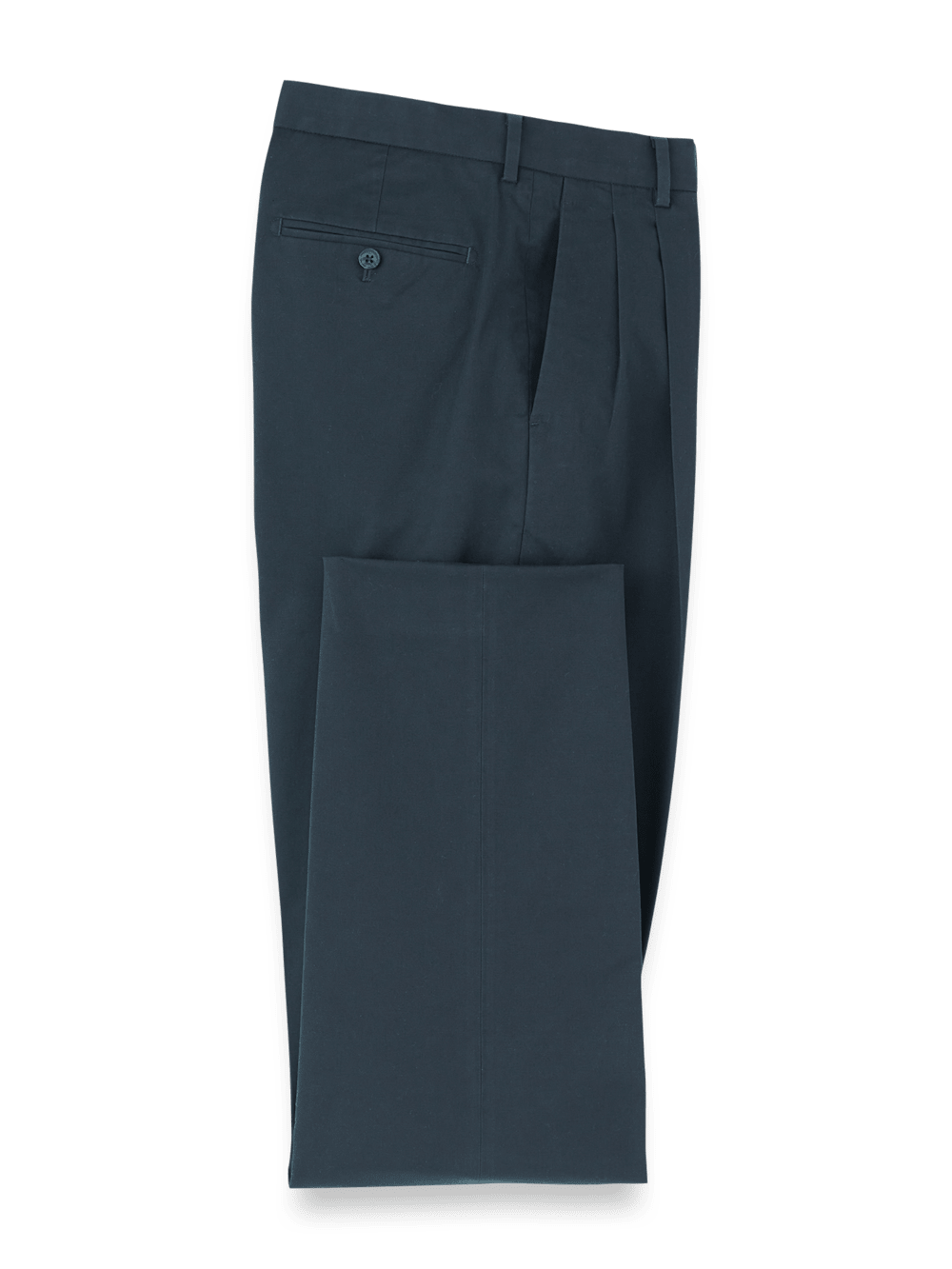 Product Image of Non-iron Cotton Stretch Twill Pant-Ink#model_pleated front