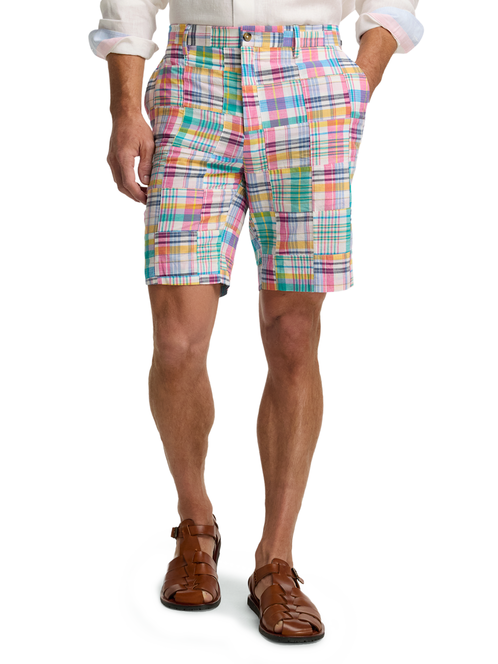 Alternate Image of Cotton Madras Flat Front Shorts-1