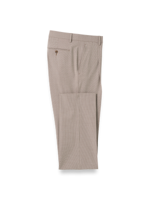 Microfiber Check Single Pleat Pants - Brown/white