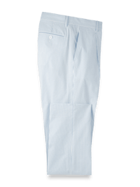 Cotton Seersucker Single Pleated Pants - Blue/white