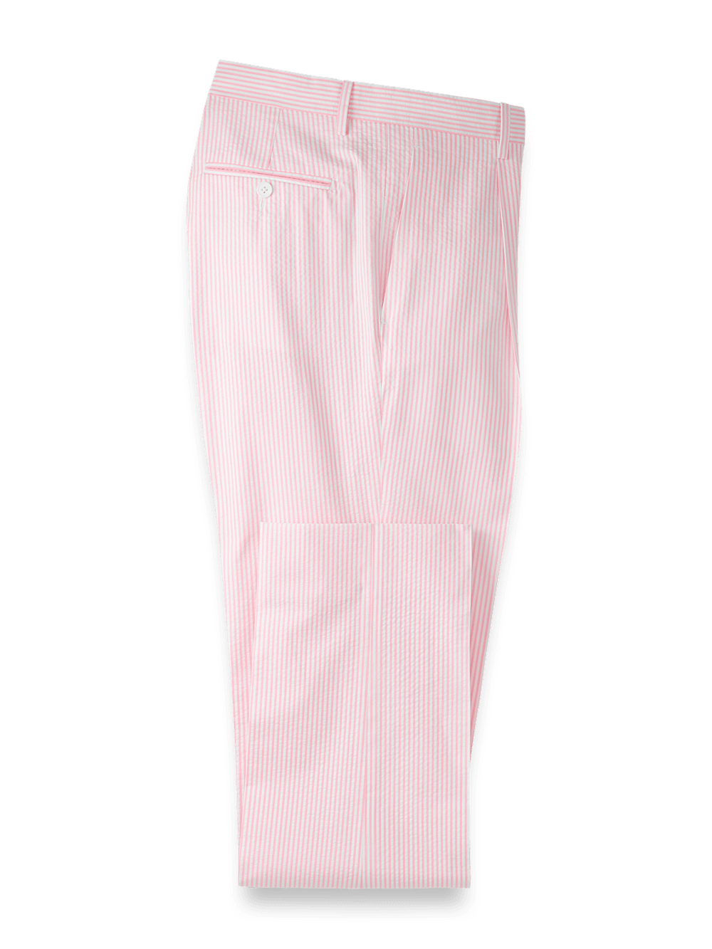 Product Image of Cotton Seersucker Single Pleated Pants-Pink/White