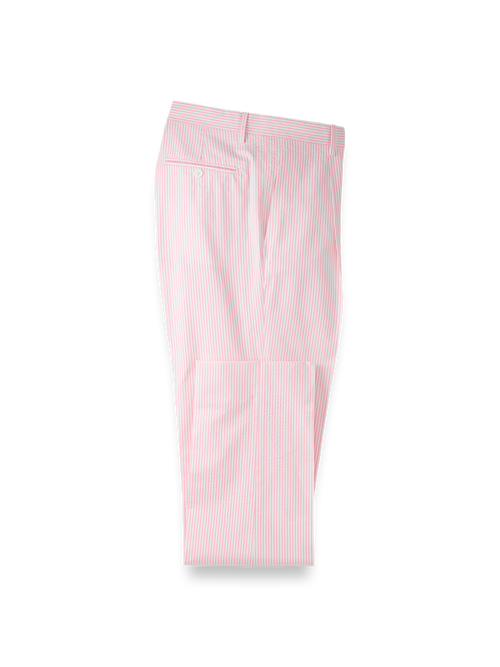 Cotton Seersucker Single Pleated Pants - White – Paul Fredrick