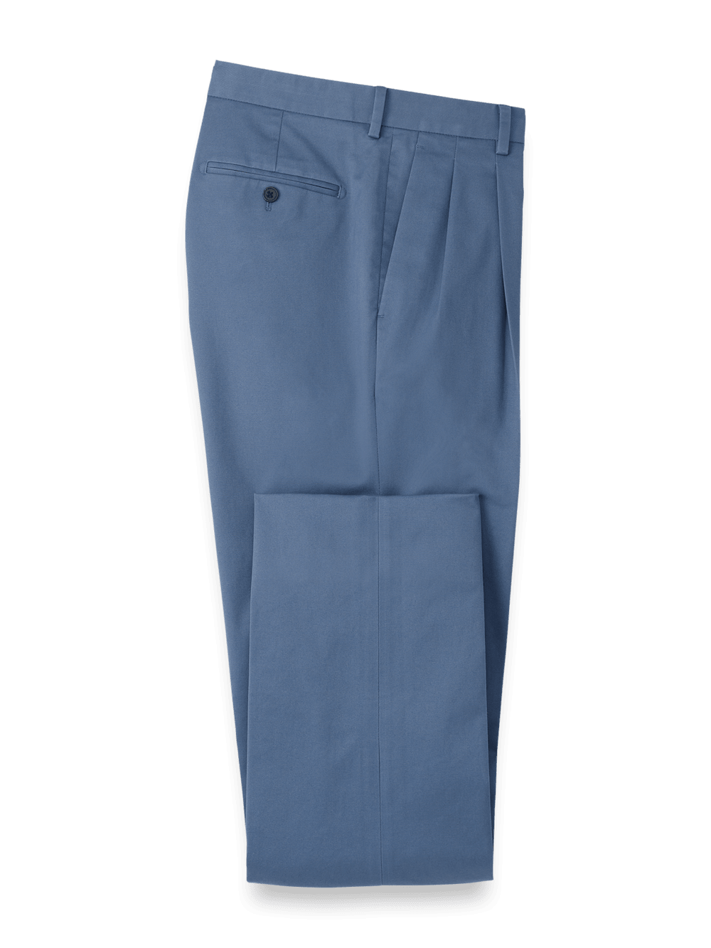 Product Image of Non-iron Cotton Stretch Twill Pants-Blue#model_pleated front