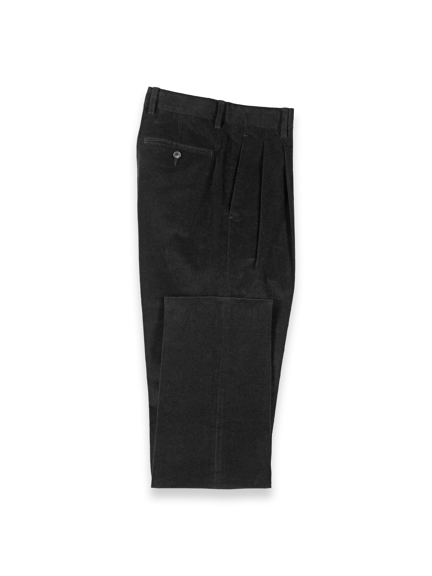 Product Image of Cotton Stretch Corduroy Pants-Black#model_pleated front